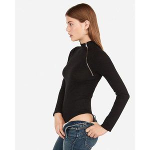 Express Asymmetrical Zip Thong Bodysuit S